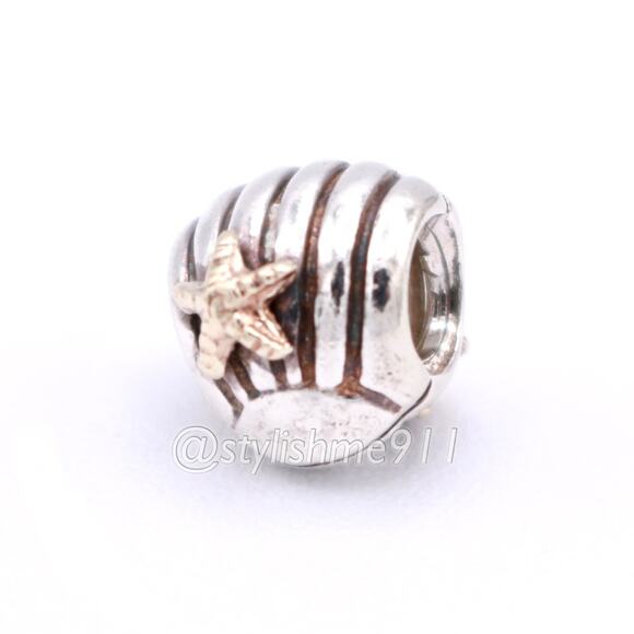 PANDORA Silver Sea Shell Charm with 14K Gold - Picture 11 of 13